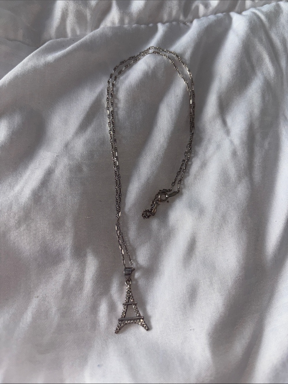Sterling Silver Eiffel Tower Pendant Necklace - Silver